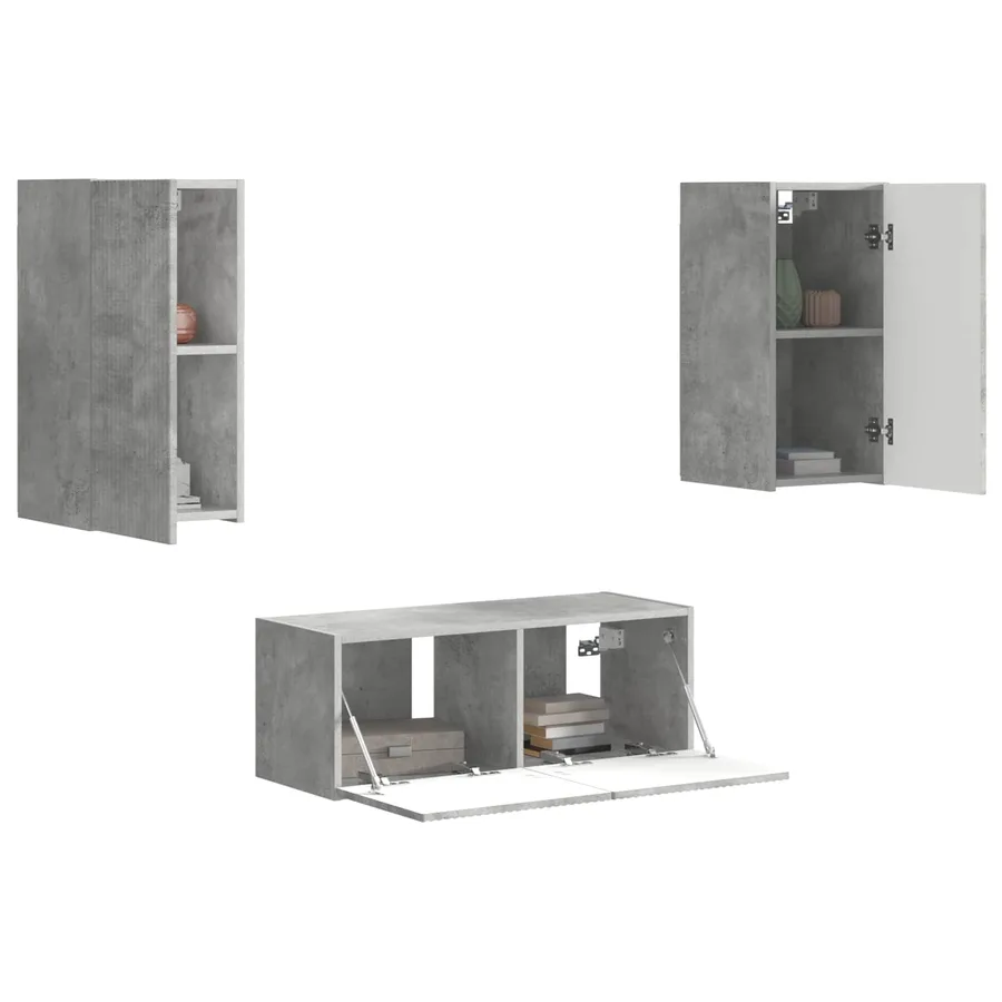 Ensemble meuble TV 6 pcs Gris béton Bois d'ingénierie - 3