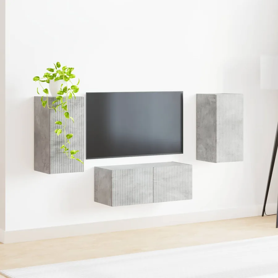 Ensemble meuble TV 6 pcs Gris béton Bois d'ingénierie - 4