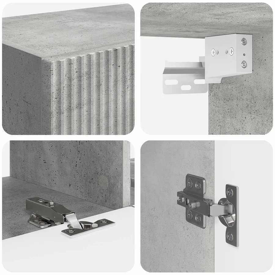 Ensemble meuble TV 6 pcs Gris béton Bois d'ingénierie - 9