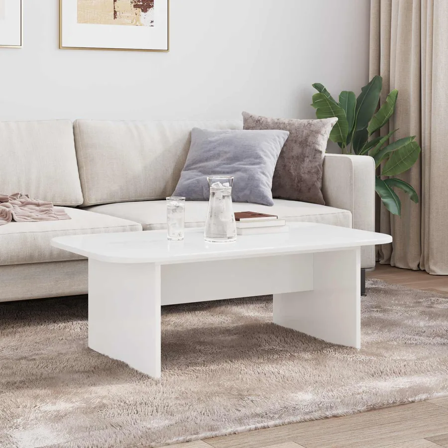 Table basse Blanc 93 x 53 x 33 cm Bois d'ingénierie - 4