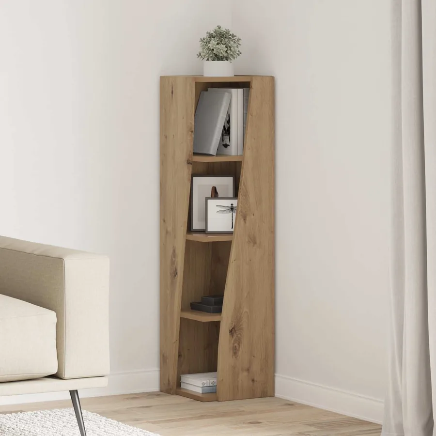 Meuble d'angle 27,5x27x102cm Bois d'ingénierie Chêne artisanal