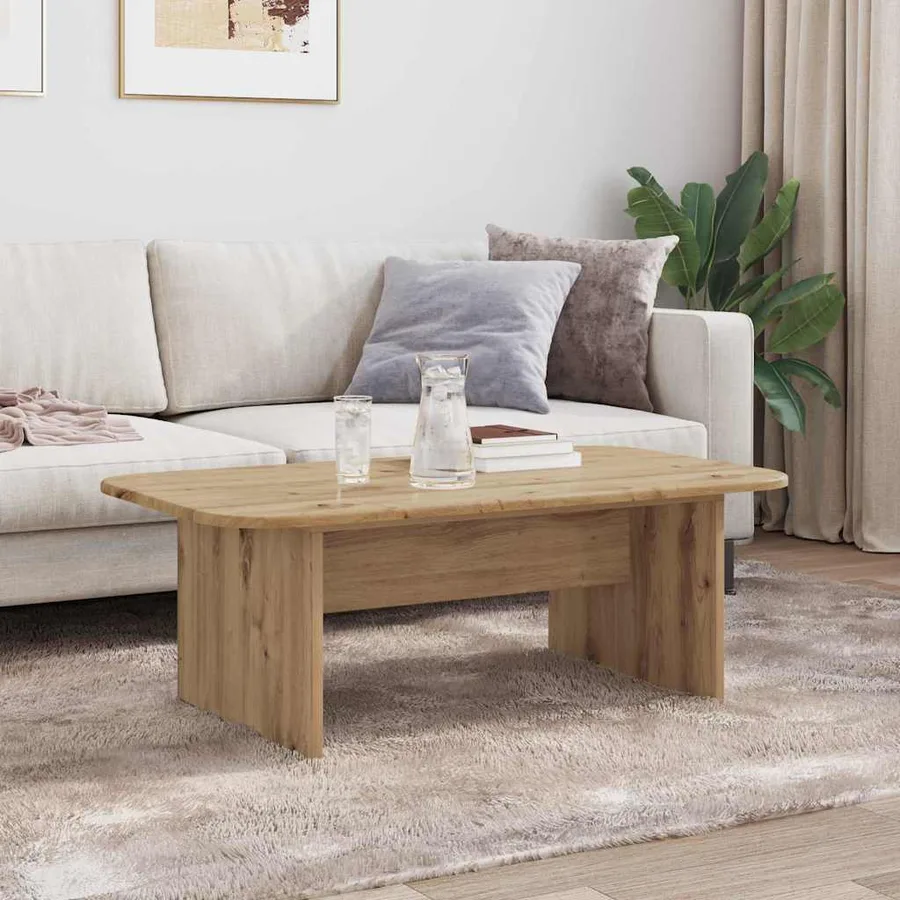 Table basse Chêne artisanal 93 x 53 x 33 cm Bois d'ingénierie - 4