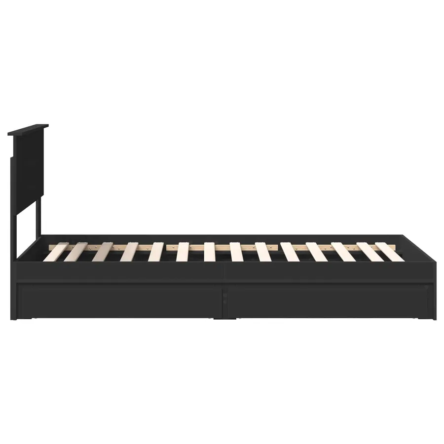 Lit de Rangement avec tiroir Noir 90 x 190 cm Bois d'ingénierie - 9