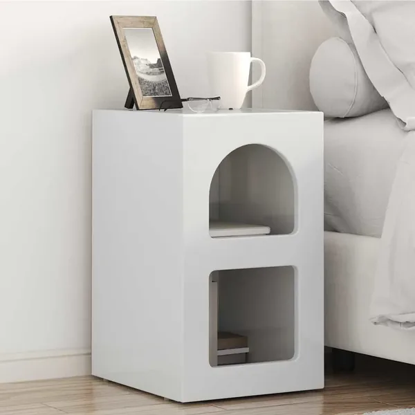 Table de chevet ELST 2 pc Blanc brillant 29,5 x 33,5 x 50 cm