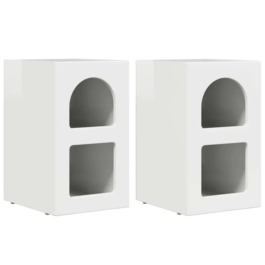 Table de chevet ELST 2 pc Blanc brillant 29,5 x 33,5 x 50 cm - 2
