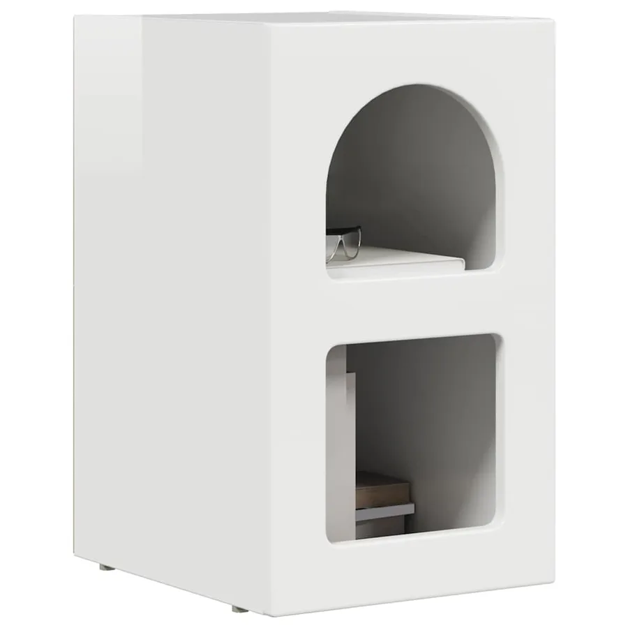 Table de chevet ELST 2 pc Blanc brillant 29,5 x 33,5 x 50 cm - 3