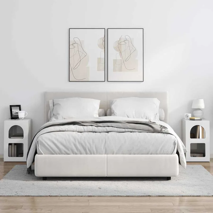 Table de chevet ELST 2 pc Blanc brillant 29,5 x 33,5 x 50 cm - 4