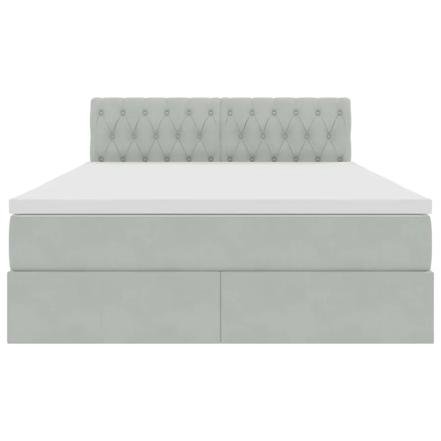 Lit de Rangement avec matelas Gris clair 140 x 190 cm Velours - 7