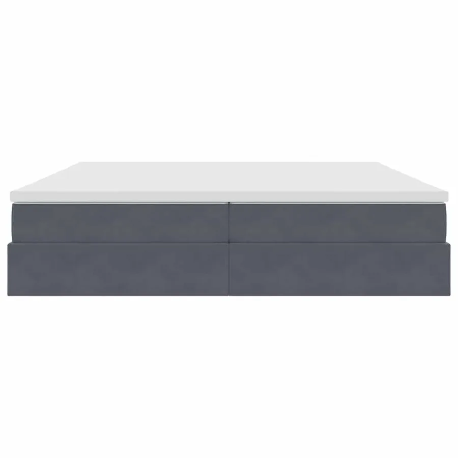 Lit avec rangement et matelas Gris foncé 200 x 200 cm Velours - 6