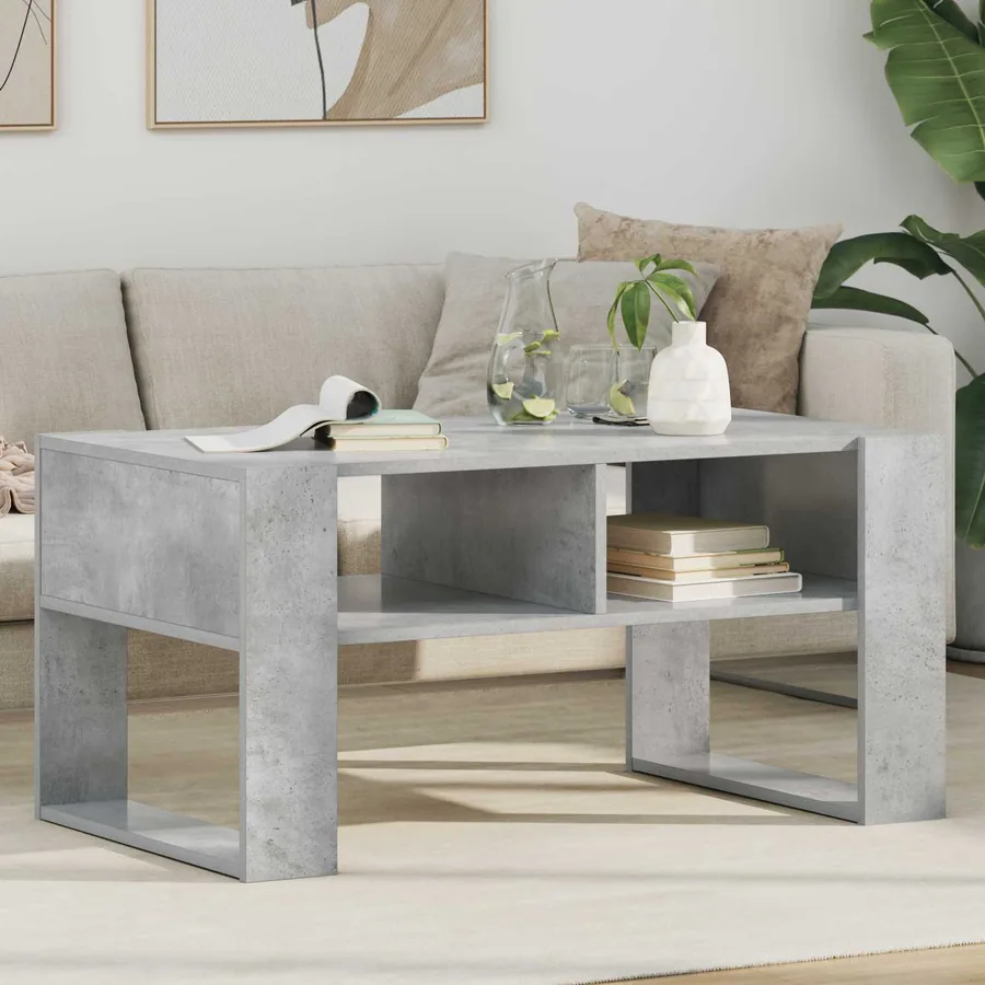 Table basse Gris béton 92 x 53 x 45 cm Bois d'ingénierie