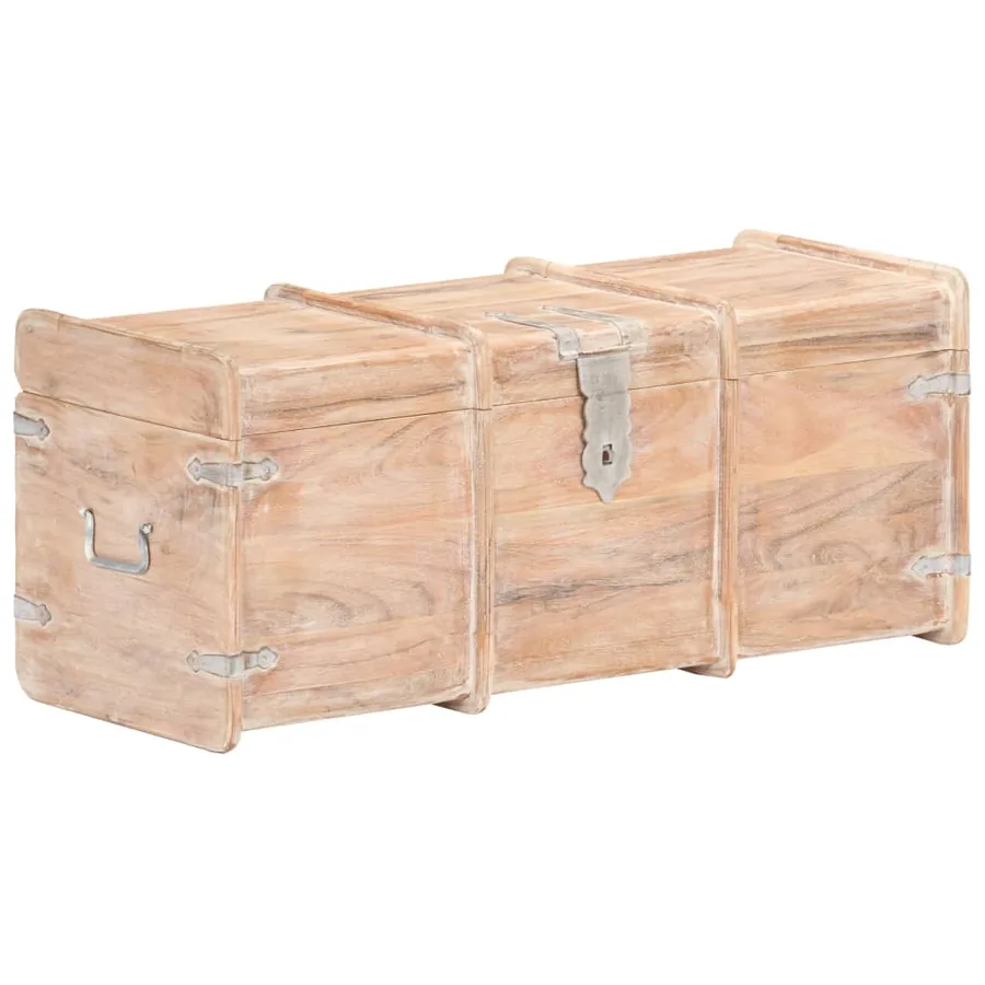 Coffre de rangement 90x40x40 cm bois d'acacia solide - 11