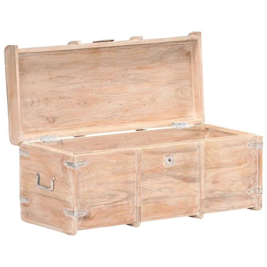 Coffre de rangement 90x40x40 cm bois d'acacia solide - 2