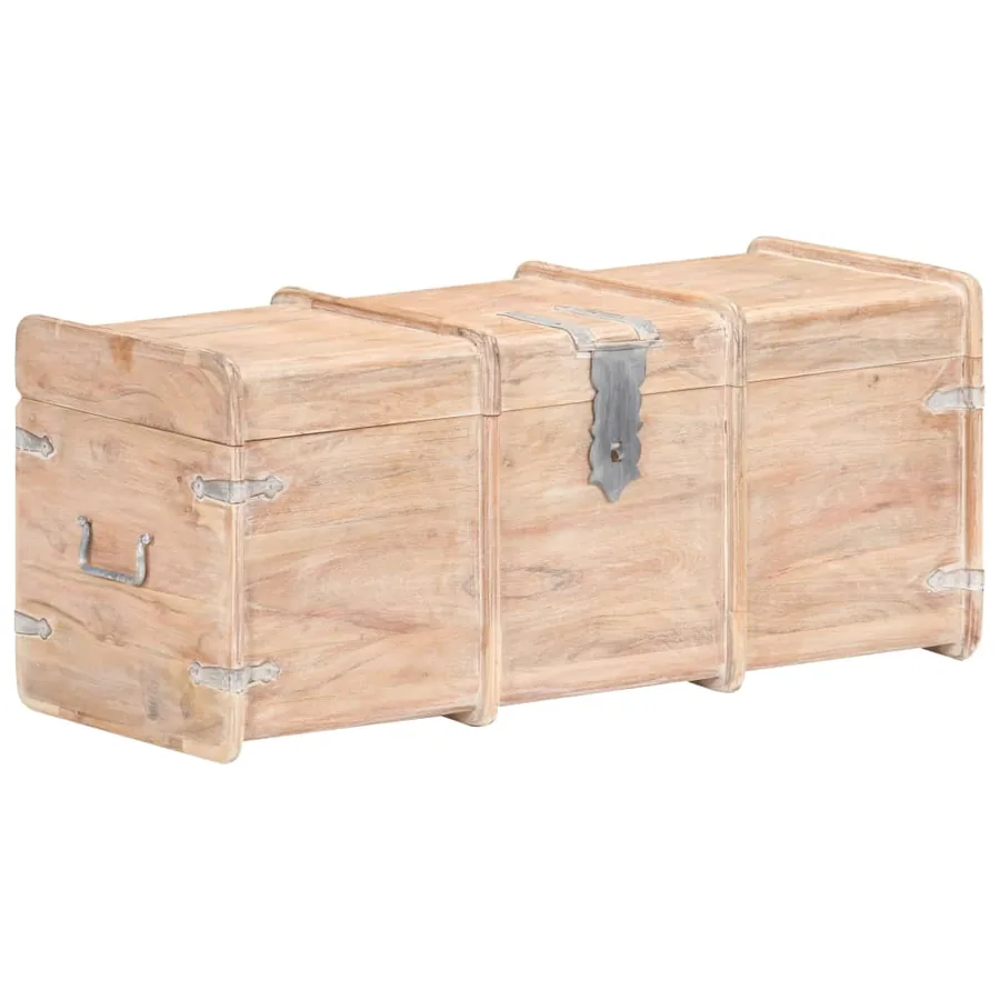 Coffre de rangement 90x40x40 cm bois d'acacia solide - 9