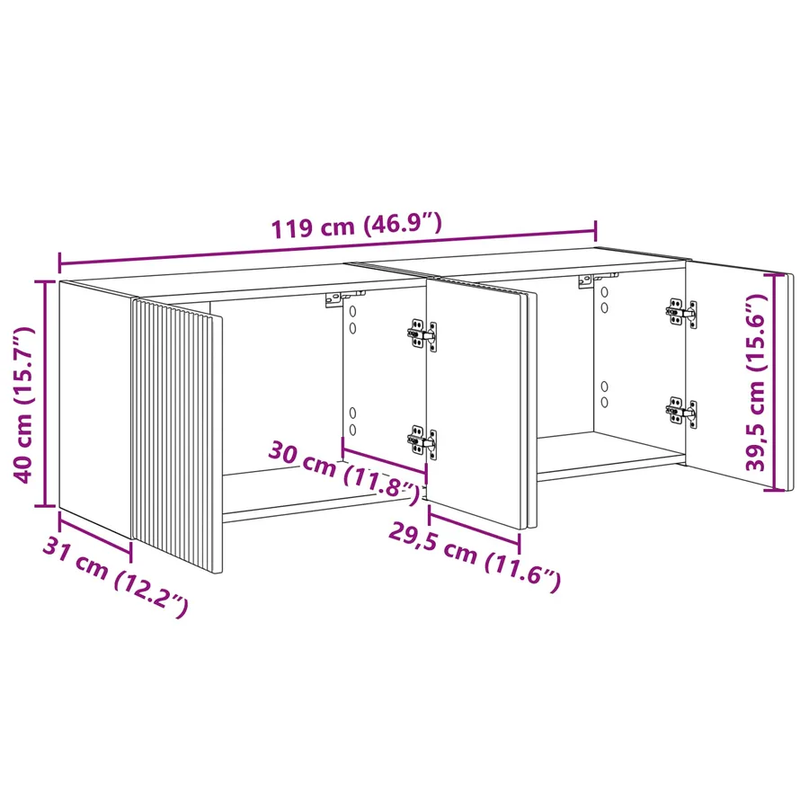 Meuble TV mural 2 pcs Gris Sonoma 59,5 x 31 x 40 cm - 12