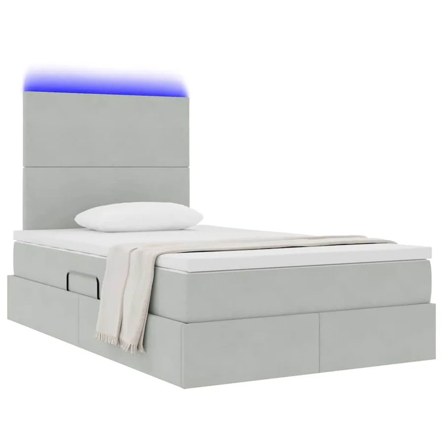 Lit de rangement LED avec matelas Gris clair 120 x 200 cm - 3