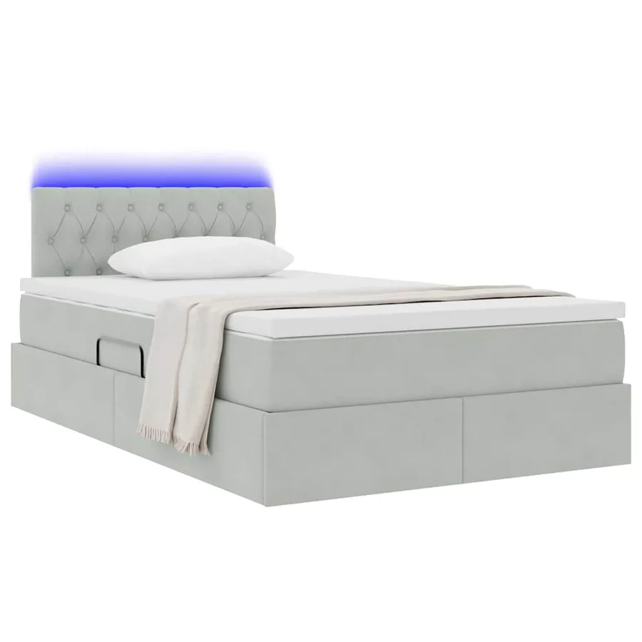Lit de rangement LED avec matelas Gris clair 120 x 200 cm - 3