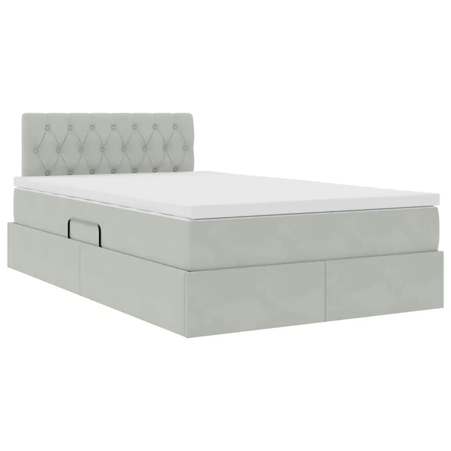 Lit de rangement LED avec matelas Gris clair 120 x 200 cm - 6
