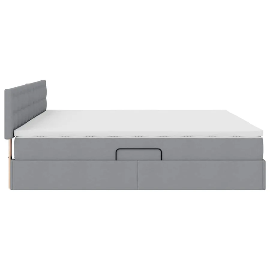 Lit de rangement LED avec matelas Gris clair 200 x 200 cm Tissu - 11