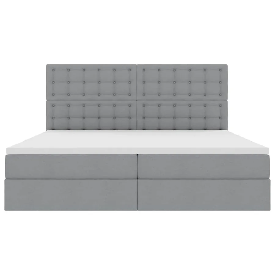 Lit avec rangement et matelas Gris clair 200 x 200 cm tissu - 7