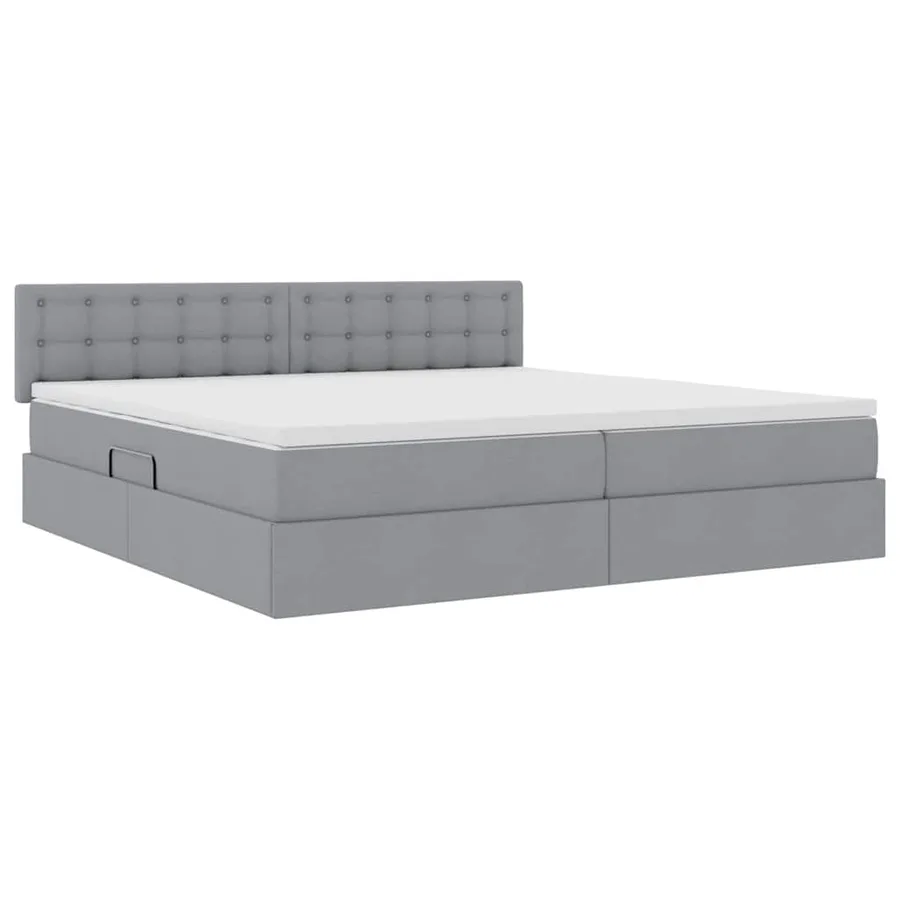 Lit avec rangement et matelas Gris clair 200 x 200 cm - 5