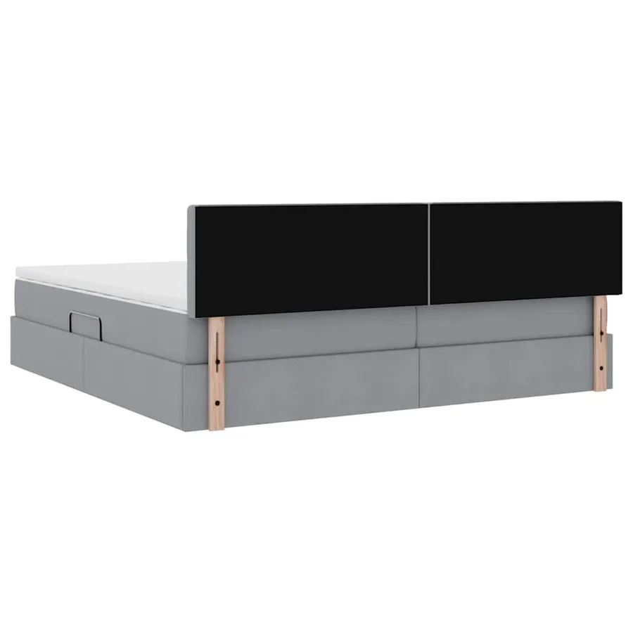 Lit avec rangement et matelas Gris clair 200 x 200 cm - 8
