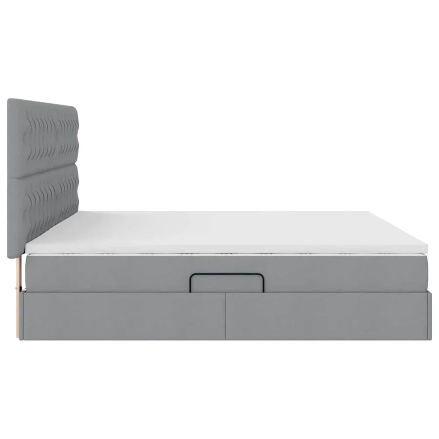 Lit de rangement LED avec matelas Gris clair 200 x 200 cm Tissu - 11