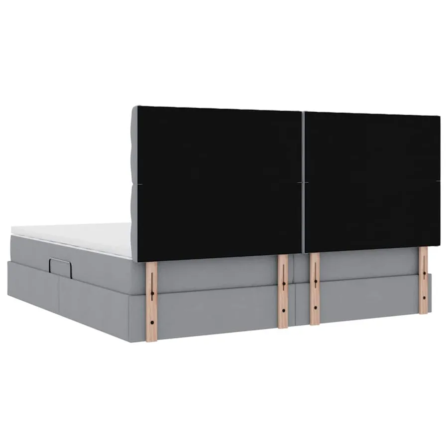 Lit de rangement LED avec matelas Gris clair 200 x 200 cm Tissu - 12