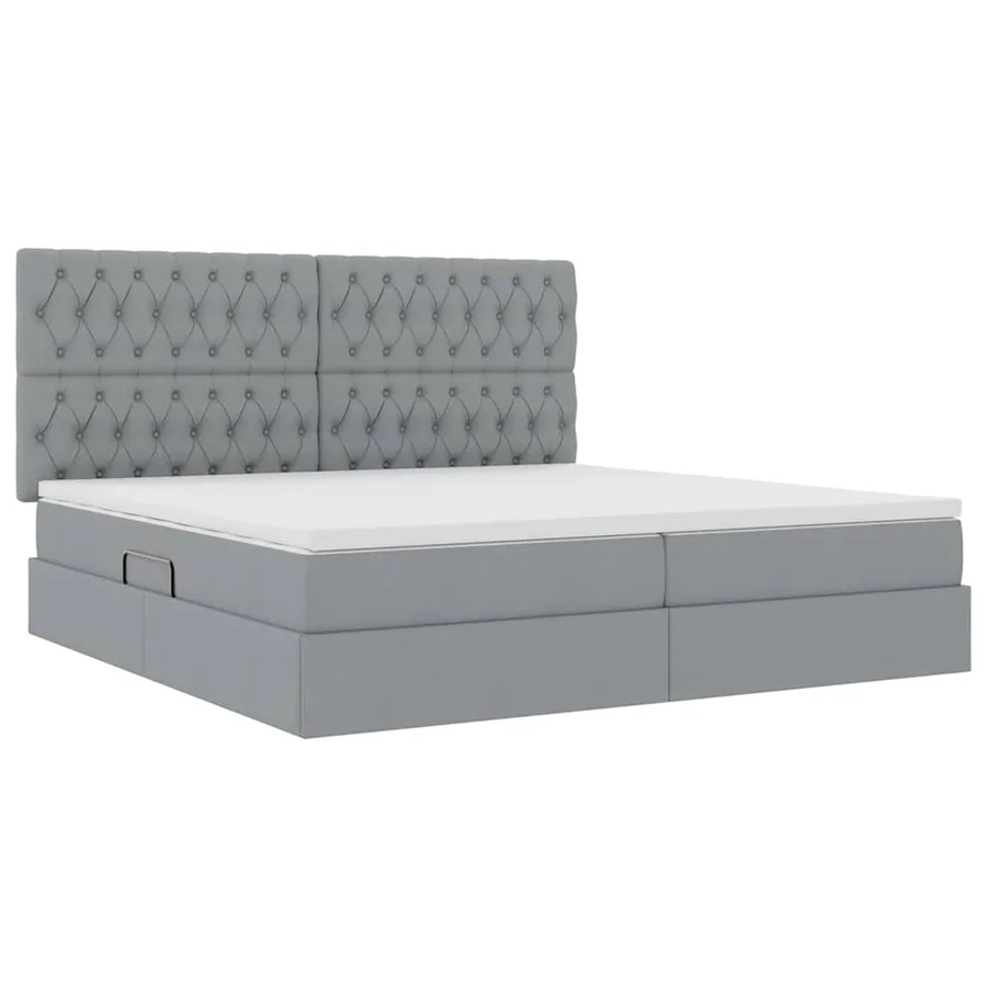 Lit de rangement LED avec matelas Gris clair 200 x 200 cm Tissu - 6