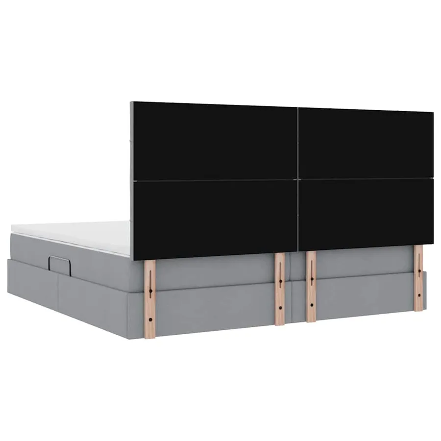 Lit de rangement LED avec matelas Gris clair 200 x 200 cm Tissu - 12