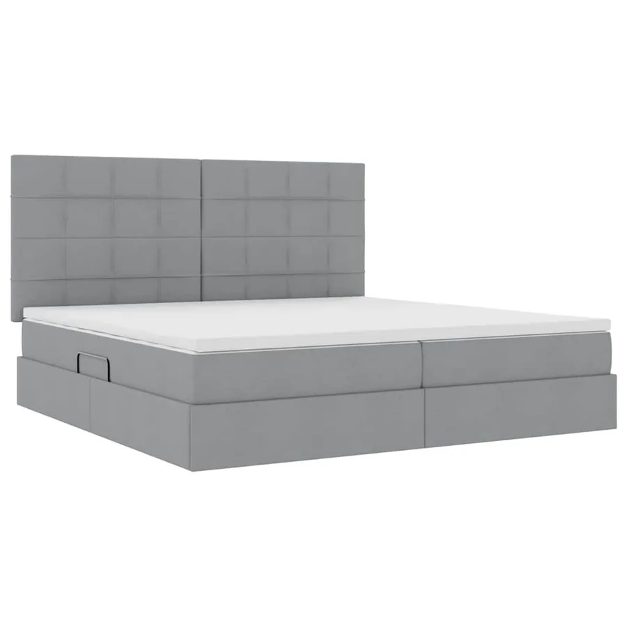 Lit de rangement LED avec matelas Gris clair 200 x 200 cm Tissu - 6