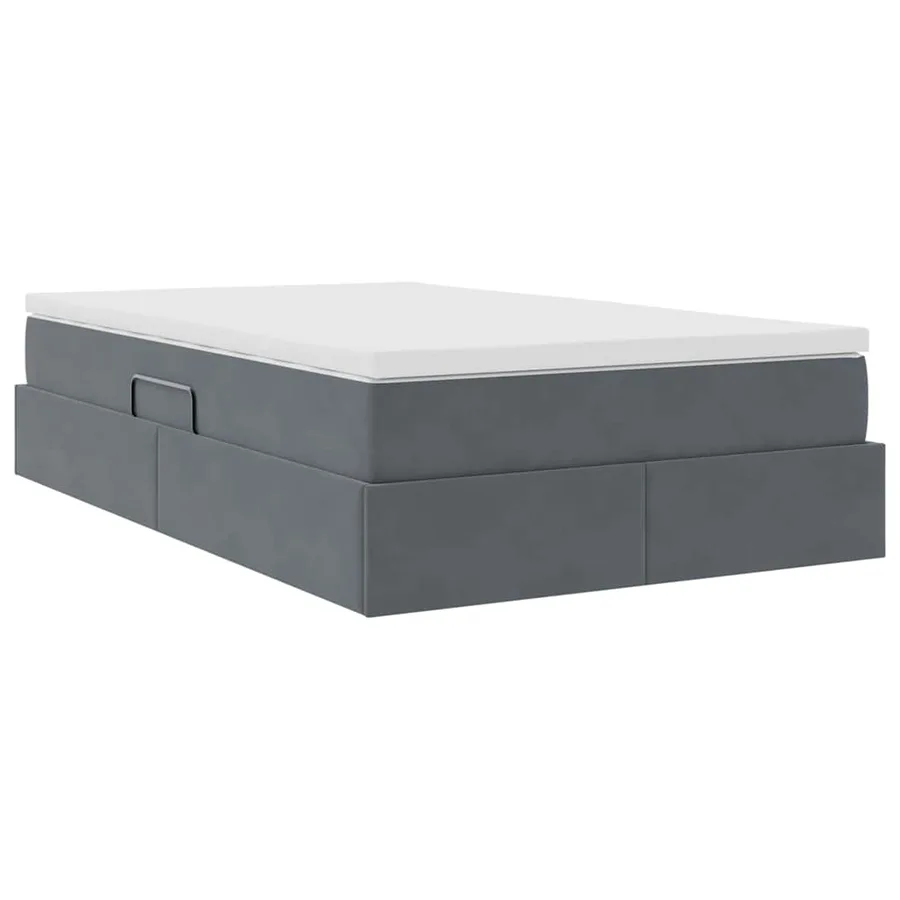 Lit avec rangement et matelas Gris foncé 120 x 200 cm Velours - 10