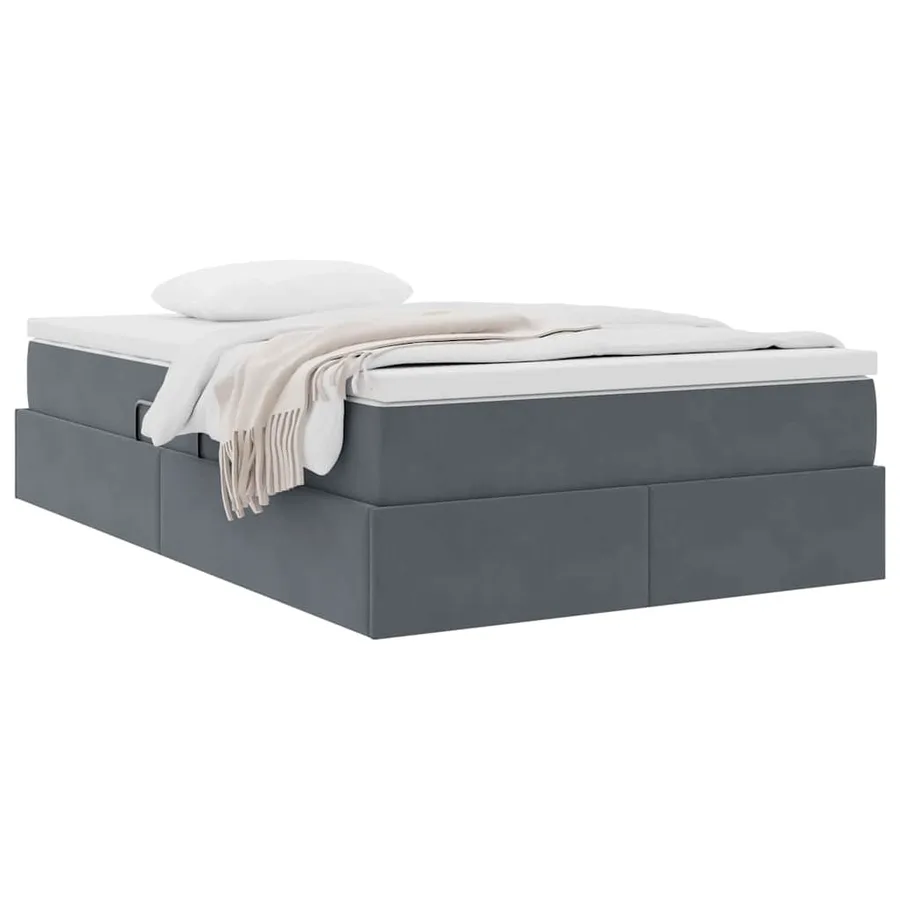 Lit avec rangement et matelas Gris foncé 120 x 200 cm Velours - 3