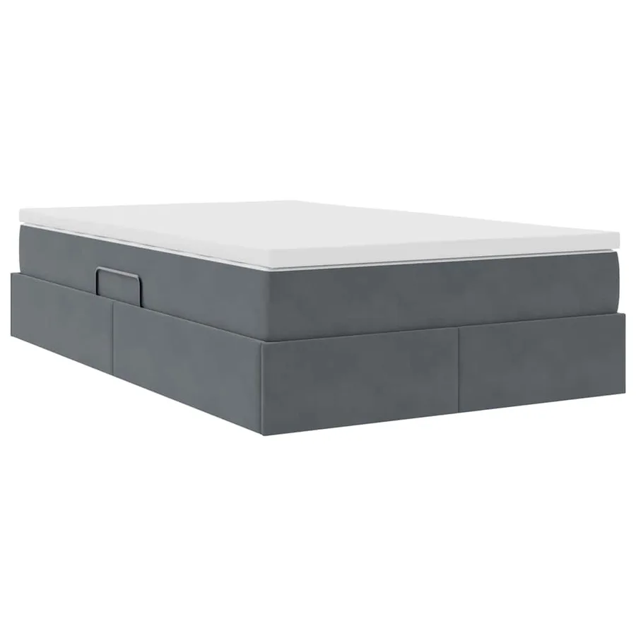 Lit avec rangement et matelas Gris foncé 120 x 200 cm Velours - 5