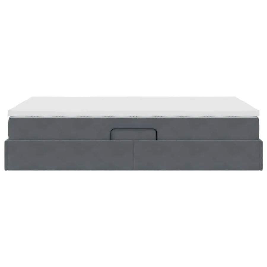 Lit avec rangement et matelas Gris foncé 120 x 200 cm Velours - 9