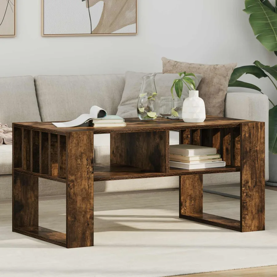 Table basse Chêne fumé 92 x 49,5 x 45 cm Bois d'ingénierie