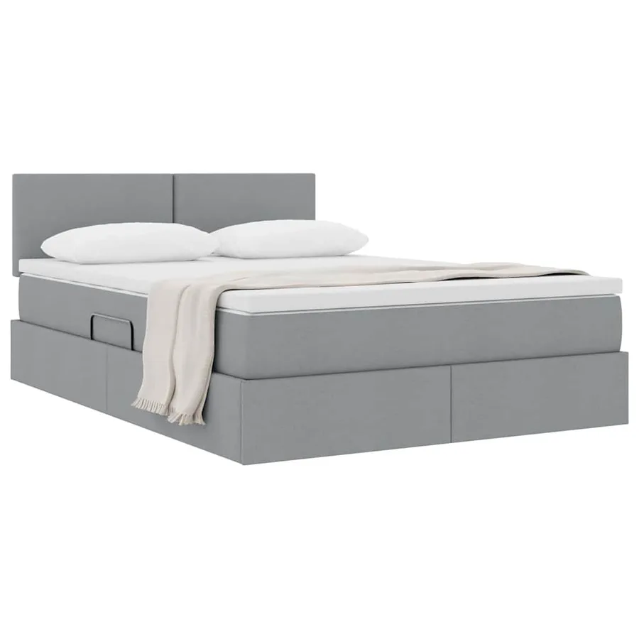 Lit avec rangement et matelas Gris clair 140 x 190 cm - 3