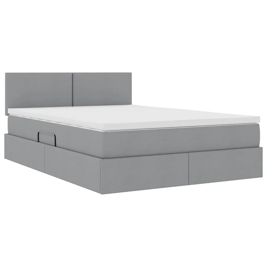 Lit avec rangement et matelas Gris clair 140 x 190 cm - 5