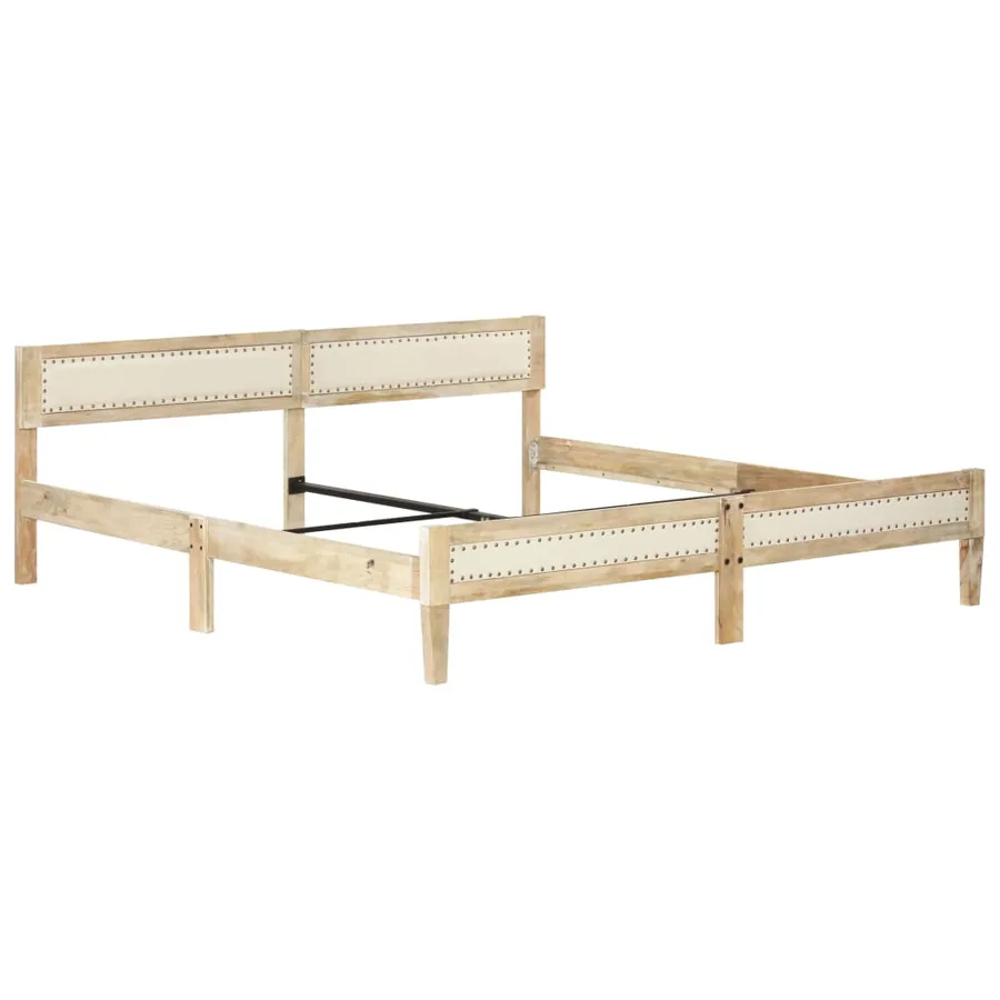 Cadre de lit sans matelas bois de manguier massif 200 cm - 9