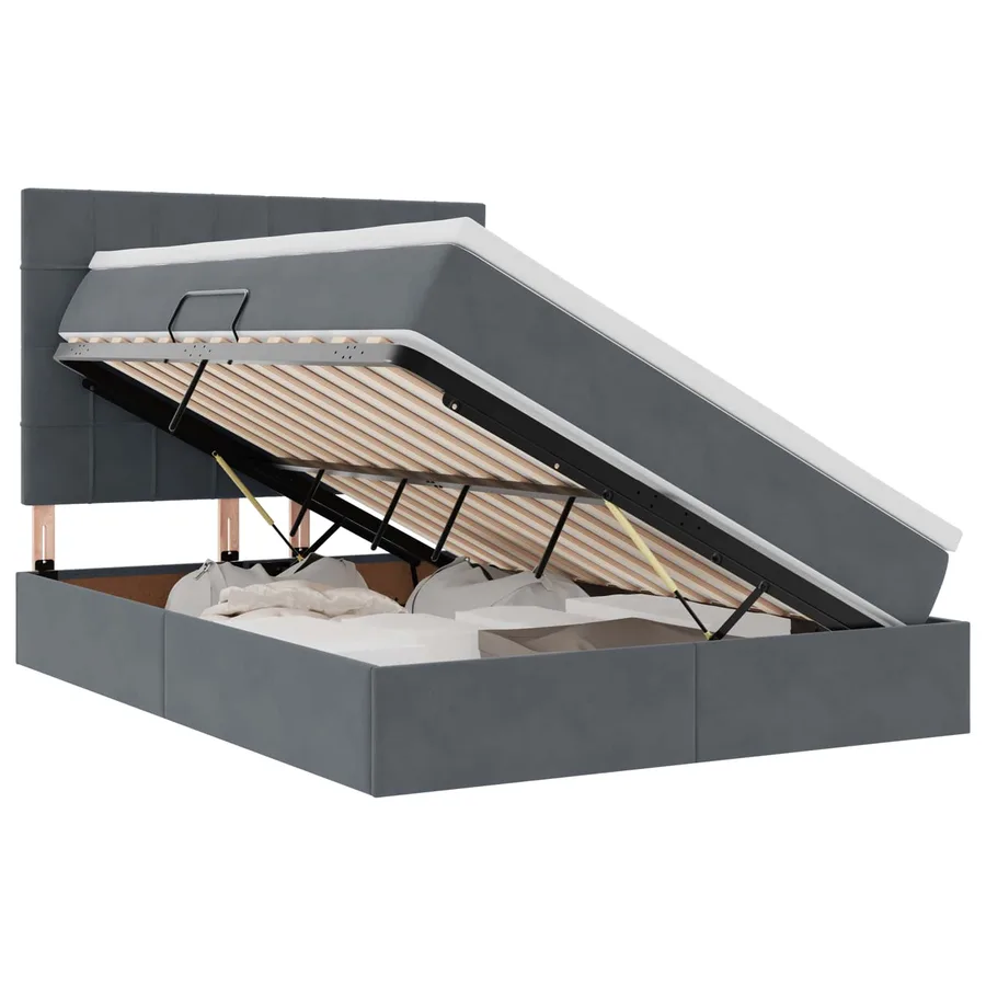 Lit de rangement LED avec matelas Gris foncé 140 x 190 cm - 2
