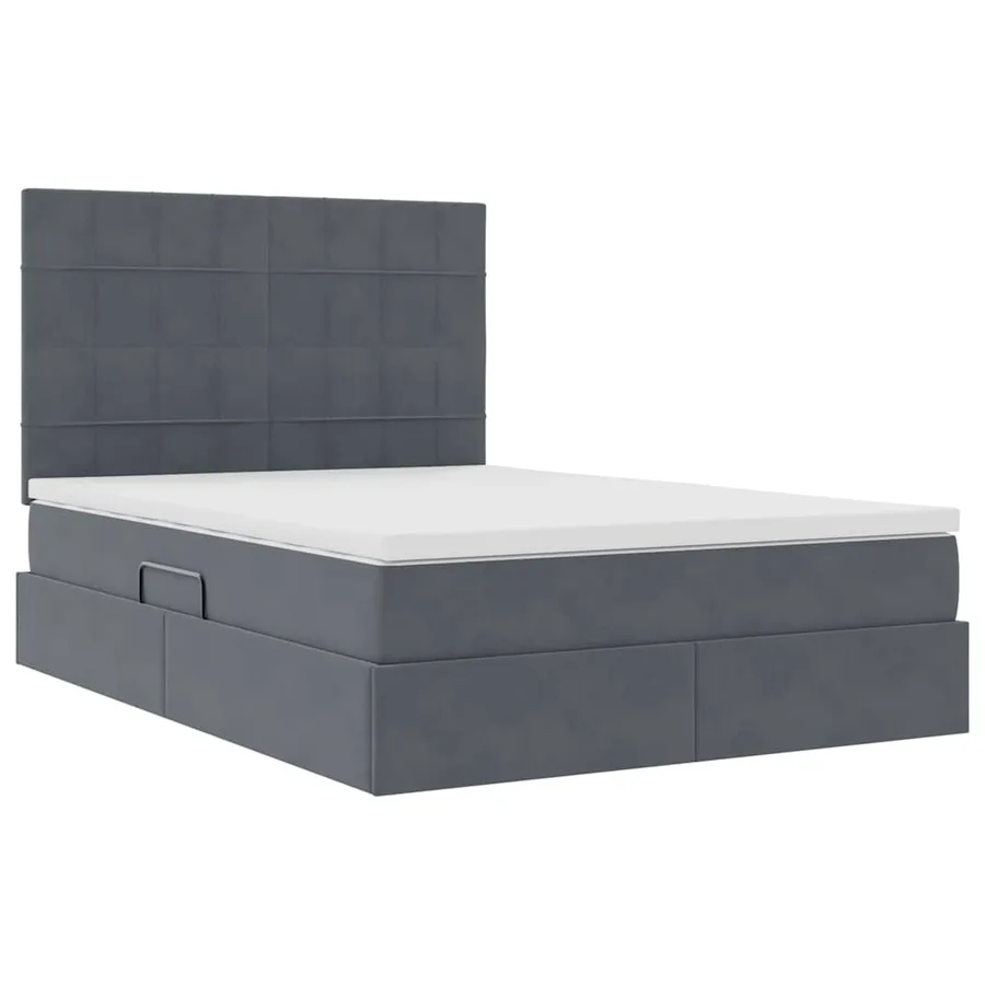 Lit de rangement LED avec matelas Gris foncé 140 x 190 cm - 6