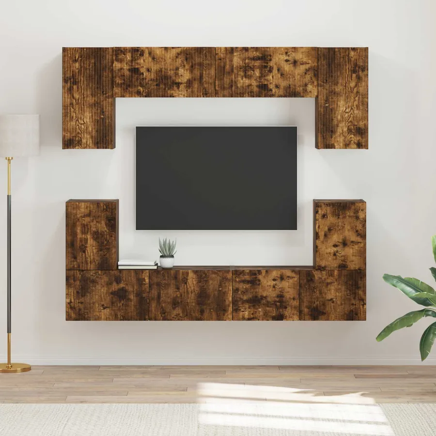 Ensemble meuble TV 5 pcs Chêne fumé Bois d'ingénierie