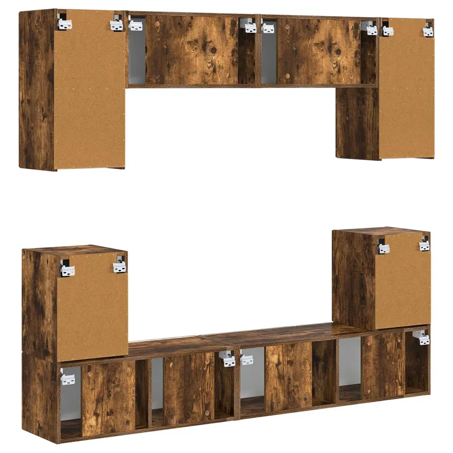 Ensemble meuble TV 5 pcs Chêne fumé Bois d'ingénierie - 11