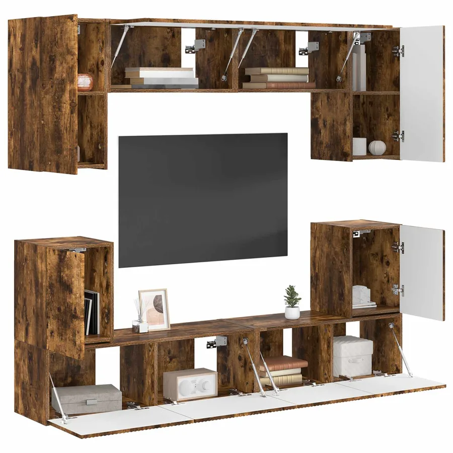 Ensemble meuble TV 5 pcs Chêne fumé Bois d'ingénierie - 3