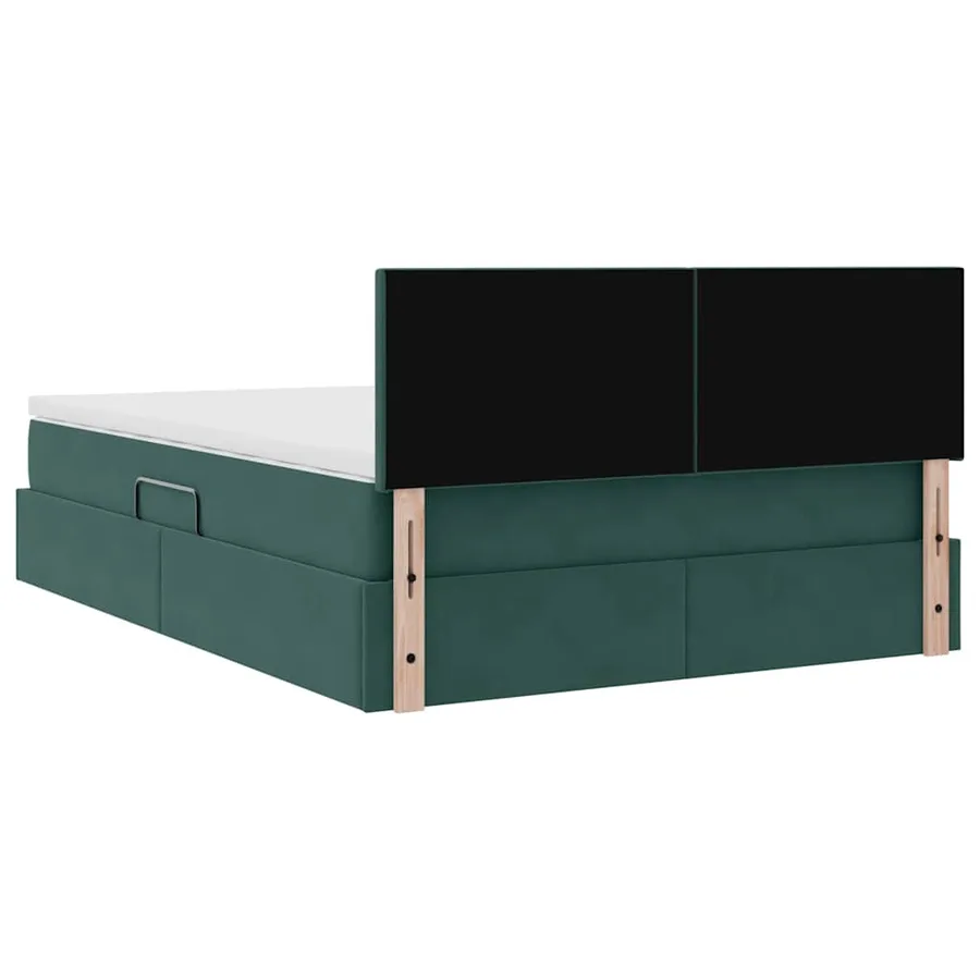 Lit de rangement LED avec matelas Vert foncé 140 x 190 cm - 12