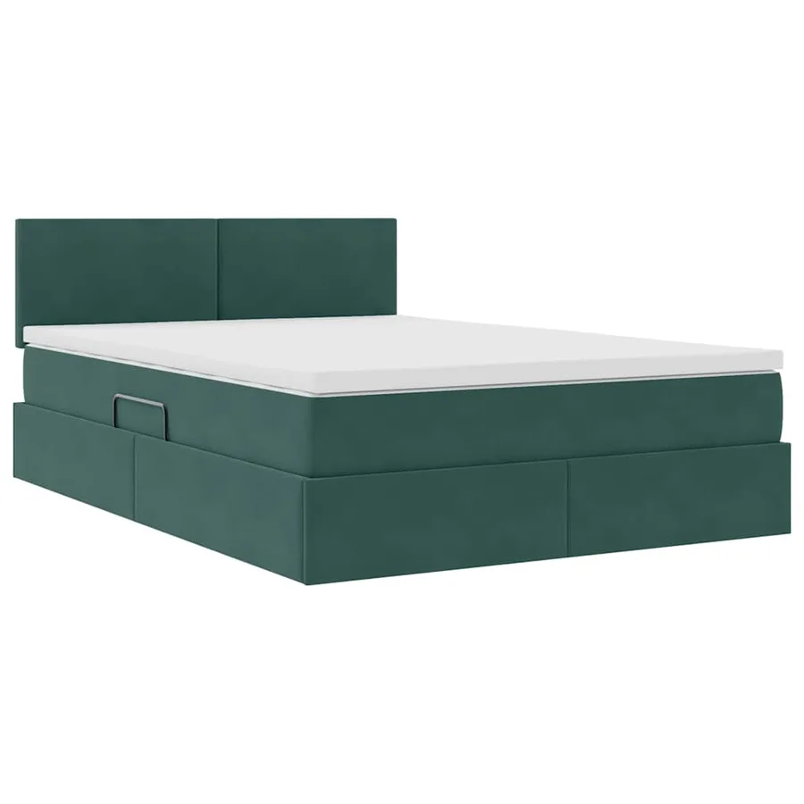 Lit de rangement LED avec matelas Vert foncé 140 x 190 cm - 6