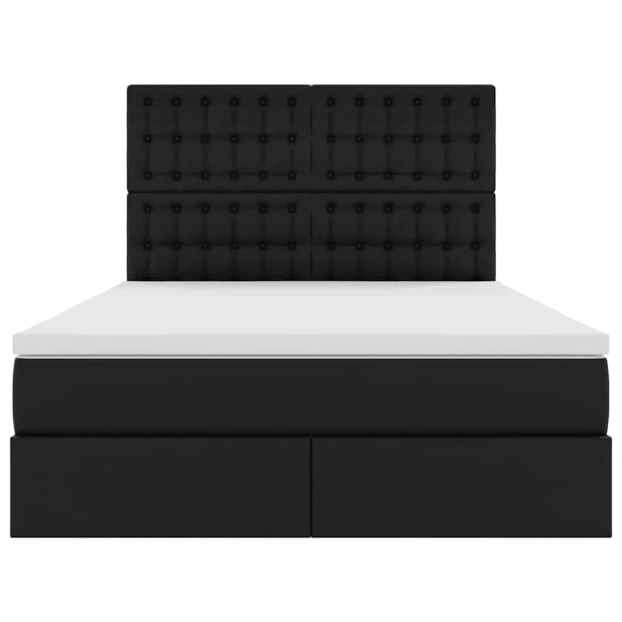 Lit de Rangement Noir 140 x 190 cm Cuir synthétique - 7
