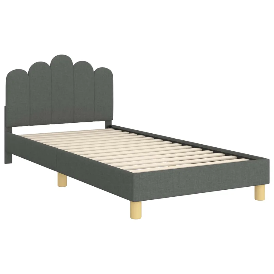 Cadre de lit pour enfants avec tête de lit Gris foncé Tissu - 4