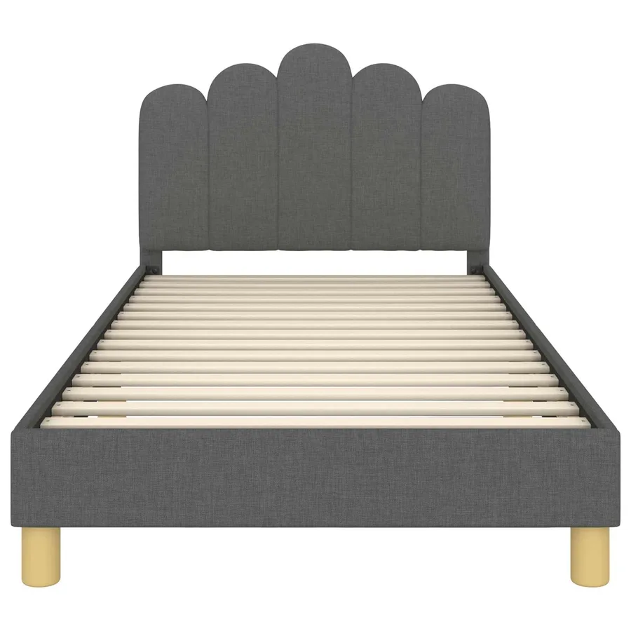Cadre de lit pour enfants avec tête de lit Gris foncé Tissu - 5