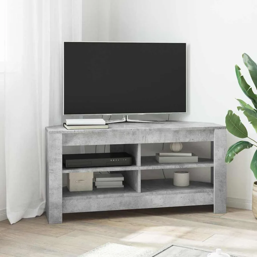 MeubleTVd'Angle Gris béton 102 x 40,5 x 45 cm Bois d'ingénierie