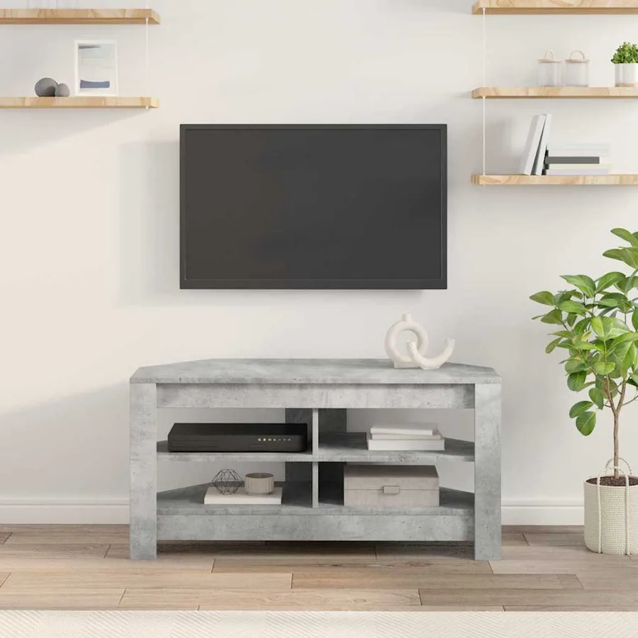 MeubleTVd'Angle Gris béton 102 x 40,5 x 45 cm Bois d'ingénierie - 4